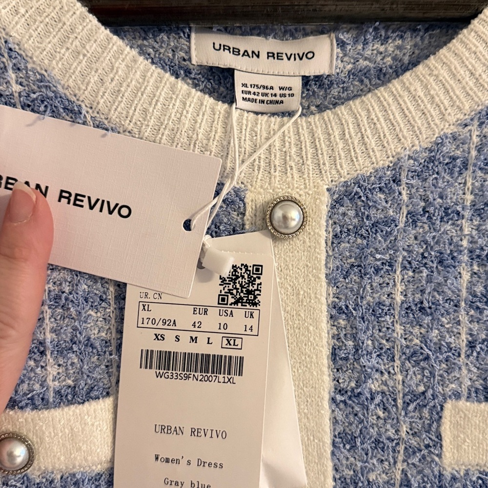 Light Blue & White Knit Cardigan Dress - Picture 3 of 3